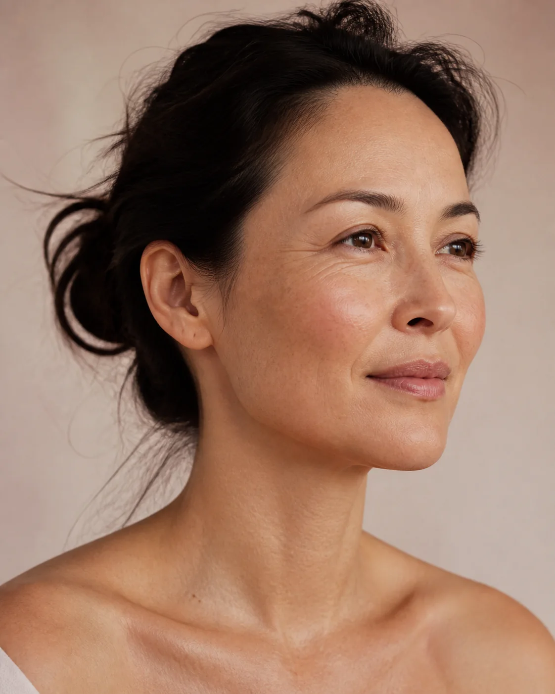 Close portrait showing natural adult skin texture