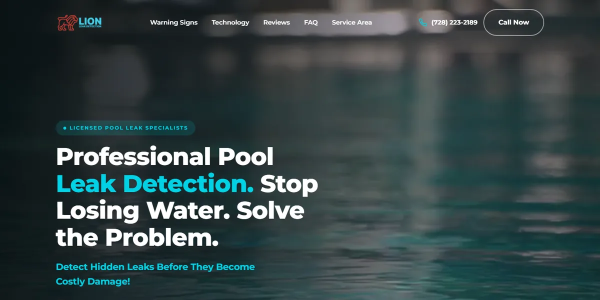Lion Leak Detection website homepage